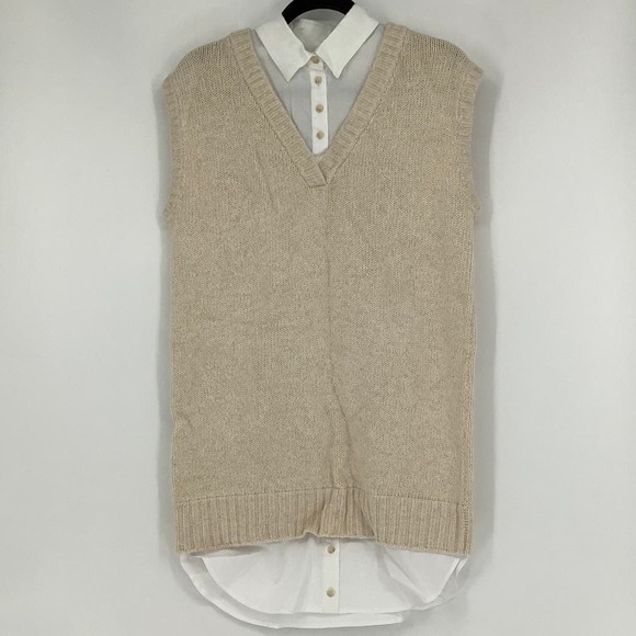 NEW! NAADAM Size Small Cashmere Mixed Media Sleeveless Dress Sand $445 msrp J6-6 - Picture 2 of 12